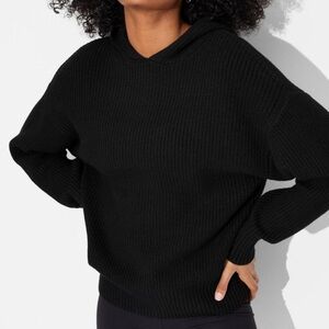 Wild Fable Women’s oversized ribbed hooded pullover sweater Black size M